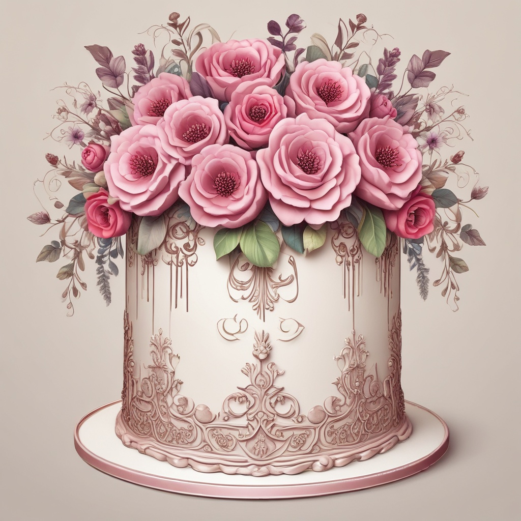 Detailed cake design with floral decoration